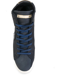 dunkelblaue hohe Sneakers aus Leder von Philippe Model