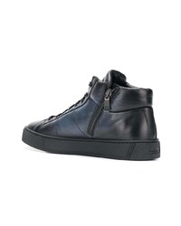 dunkelblaue hohe Sneakers aus Leder von Santoni