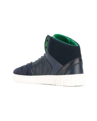 dunkelblaue hohe Sneakers aus Leder von Versace