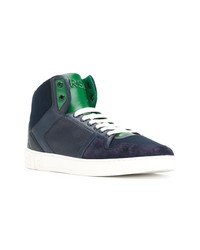 dunkelblaue hohe Sneakers aus Leder von Versace