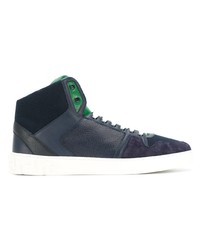 dunkelblaue hohe Sneakers aus Leder von Versace