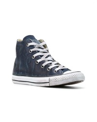 dunkelblaue hohe Sneakers aus Leder von Converse