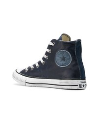 dunkelblaue hohe Sneakers aus Leder von Converse