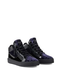 dunkelblaue hohe Sneakers aus Leder von Giuseppe Zanotti