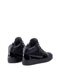 dunkelblaue hohe Sneakers aus Leder von Giuseppe Zanotti