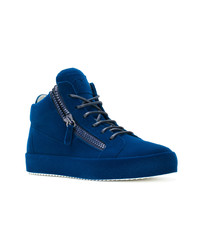 dunkelblaue hohe Sneakers aus Leder von Giuseppe Zanotti Design