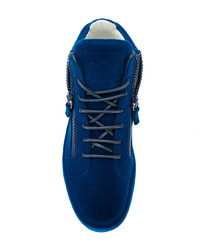 dunkelblaue hohe Sneakers aus Leder von Giuseppe Zanotti Design