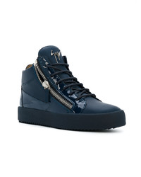 dunkelblaue hohe Sneakers aus Leder von Giuseppe Zanotti Design