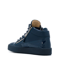 dunkelblaue hohe Sneakers aus Leder von Giuseppe Zanotti Design