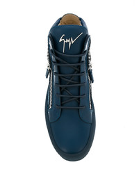 dunkelblaue hohe Sneakers aus Leder von Giuseppe Zanotti Design