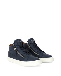 dunkelblaue hohe Sneakers aus Leder von Giuseppe Zanotti