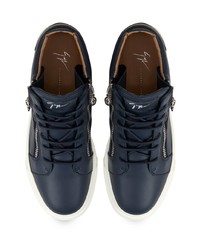 dunkelblaue hohe Sneakers aus Leder von Giuseppe Zanotti