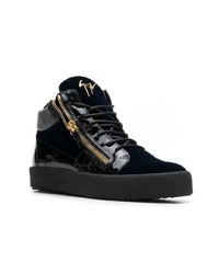 dunkelblaue hohe Sneakers aus Leder von Giuseppe Zanotti Design