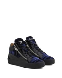 dunkelblaue hohe Sneakers aus Leder von Giuseppe Zanotti