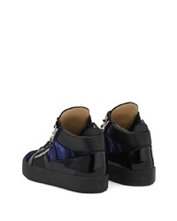 dunkelblaue hohe Sneakers aus Leder von Giuseppe Zanotti