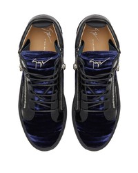 dunkelblaue hohe Sneakers aus Leder von Giuseppe Zanotti