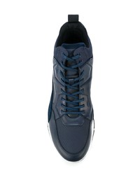 dunkelblaue hohe Sneakers aus Leder von Calvin Klein