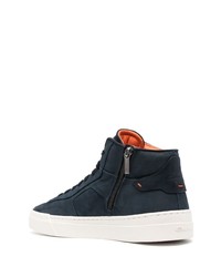 dunkelblaue hohe Sneakers aus Leder von Santoni