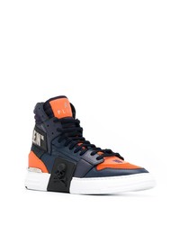 dunkelblaue hohe Sneakers aus Leder von Philipp Plein