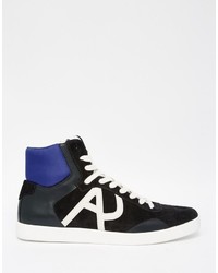 dunkelblaue hohe Sneakers aus Leder von Armani Jeans