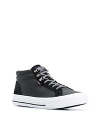 dunkelblaue hohe Sneakers aus Leder von Tommy Jeans