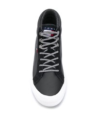 dunkelblaue hohe Sneakers aus Leder von Tommy Jeans