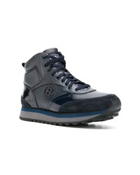 dunkelblaue hohe Sneakers aus Leder von Baldinini
