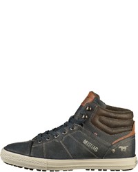 dunkelblaue hohe Sneakers aus Leder von Mustang