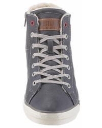 dunkelblaue hohe Sneakers aus Leder von Mustang Shoes