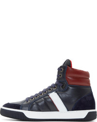 dunkelblaue hohe Sneakers aus Leder von Moncler