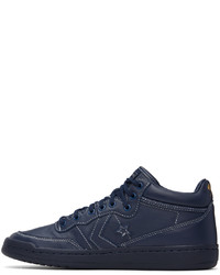 dunkelblaue hohe Sneakers aus Leder von Converse