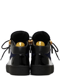 dunkelblaue hohe Sneakers aus Leder von Giuseppe Zanotti