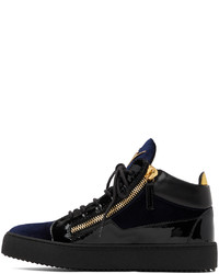 dunkelblaue hohe Sneakers aus Leder von Giuseppe Zanotti