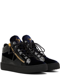 dunkelblaue hohe Sneakers aus Leder von Giuseppe Zanotti