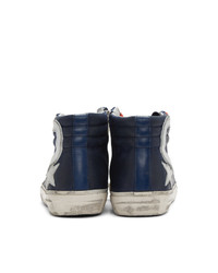 dunkelblaue hohe Sneakers aus Leder von Golden Goose