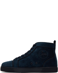 dunkelblaue hohe Sneakers aus Leder von Christian Louboutin