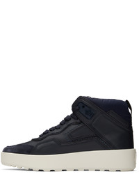 dunkelblaue hohe Sneakers aus Leder von Moncler