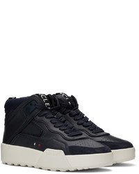 dunkelblaue hohe Sneakers aus Leder von Moncler