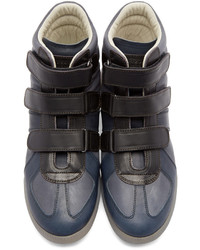 dunkelblaue hohe Sneakers aus Leder von Maison Margiela