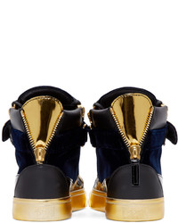 dunkelblaue hohe Sneakers aus Leder von Giuseppe Zanotti