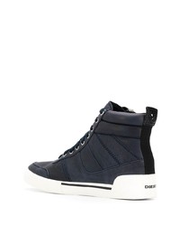 dunkelblaue hohe Sneakers aus Leder von Diesel