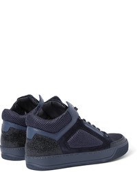 dunkelblaue hohe Sneakers aus Leder von Lanvin