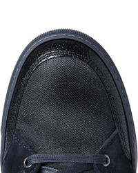 dunkelblaue hohe Sneakers aus Leder von Lanvin