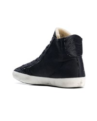 dunkelblaue hohe Sneakers aus Leder von Philippe Model