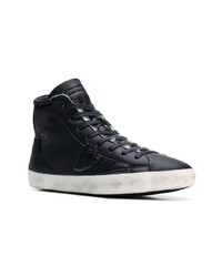 dunkelblaue hohe Sneakers aus Leder von Philippe Model