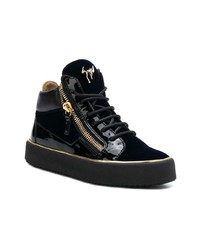 dunkelblaue hohe Sneakers aus Leder von Giuseppe Zanotti Design