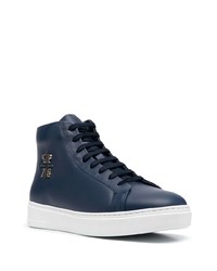 dunkelblaue hohe Sneakers aus Leder von Philipp Plein