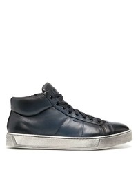 dunkelblaue hohe Sneakers aus Leder von Santoni