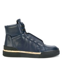 dunkelblaue hohe Sneakers aus Leder von Balmain