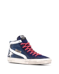 dunkelblaue hohe Sneakers aus Leder von Golden Goose